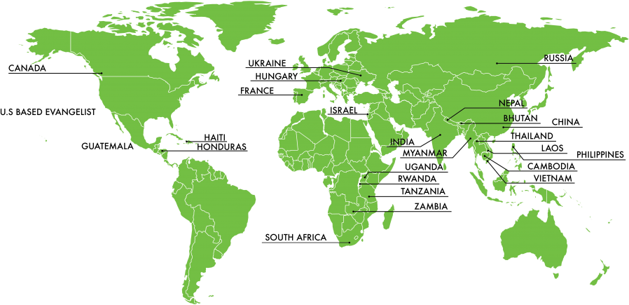 Map of Supported Missionaries Around the World